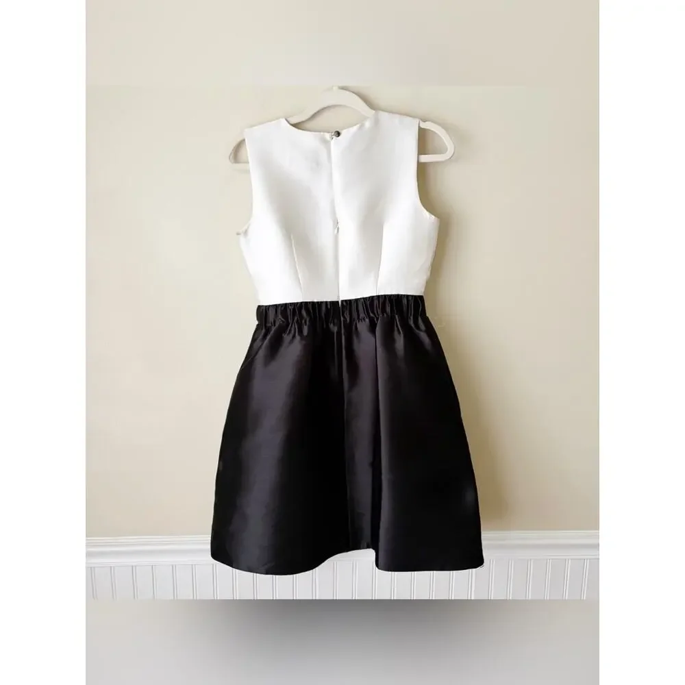 Kate Spade | Swift Mini Cocktail Dress Fit & Flare Satin Ivory Black Size 2